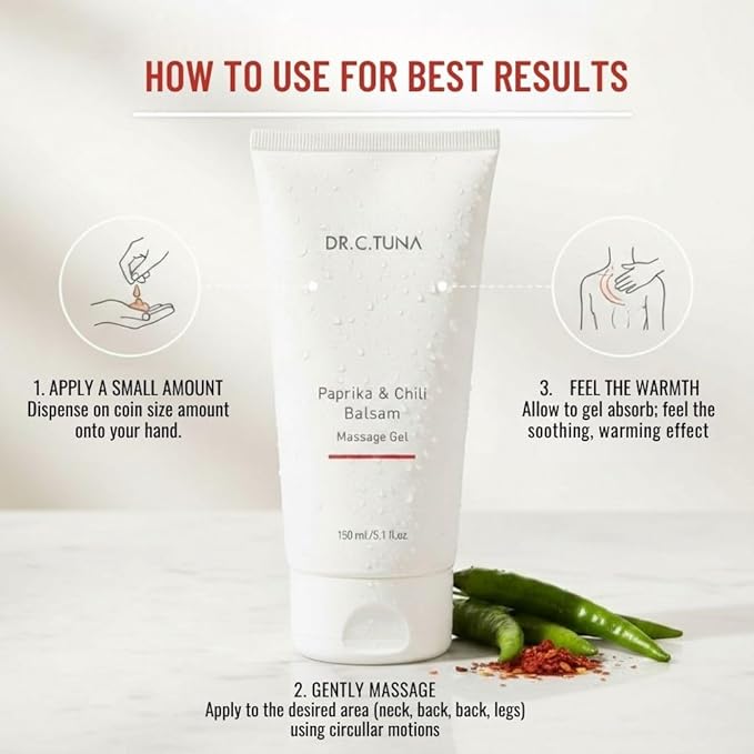 FARMASi Paprika & Chili Balsam, Soothing Warming Massage Gel, Helps Ease Muscle Tension and Supports Relaxation & Recovery, Smooth Non-Greasy Body Balm, 5.1 fl oz