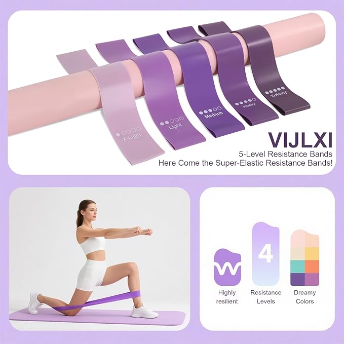 Pilates Essentials Kit-Home Pilates kit for Women with Pilates Ring and Ball,5 Resistance Bands for Beginners-Train Muscles, Flexibility & Core Strength