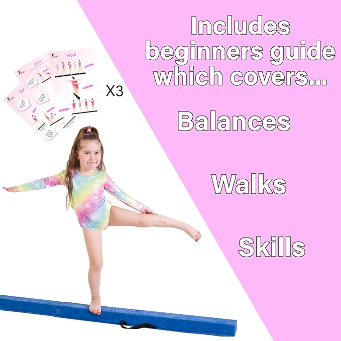 Artistic Gymnastics Beam for Home - 210/240/270/300 - Amazing Balance Equipment for Kids at Home - Faux Suede, High Density EVA Foam - Carrying Straps