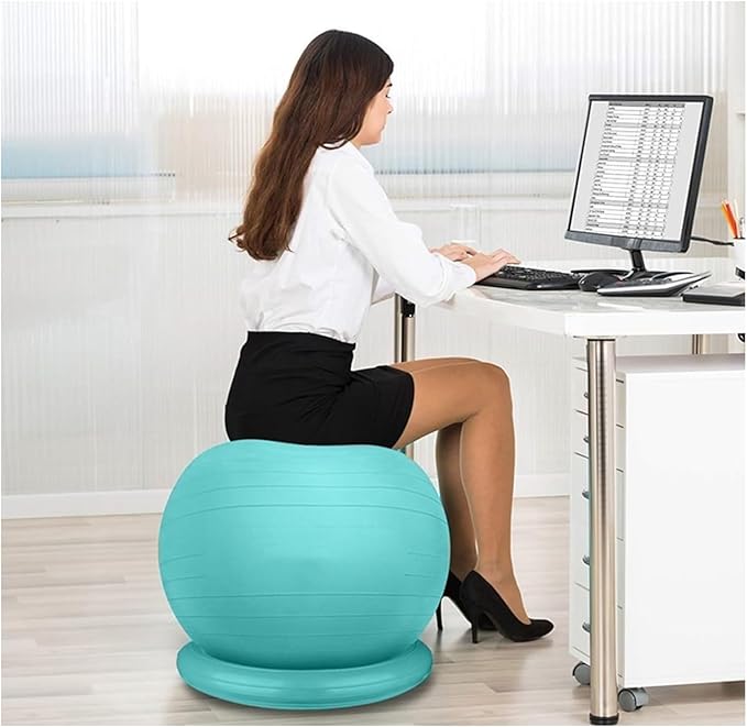 Yoga Ball Chair,Yoga Ball，Exercise Ball, Yoga Ball Chair Ergonomic Exercise Ball Stool with Base Stability Yoga Ball Chair for Adults Pregnancy Fat People Comfort Balance(Blue,75cm ( 29 1/2" ))