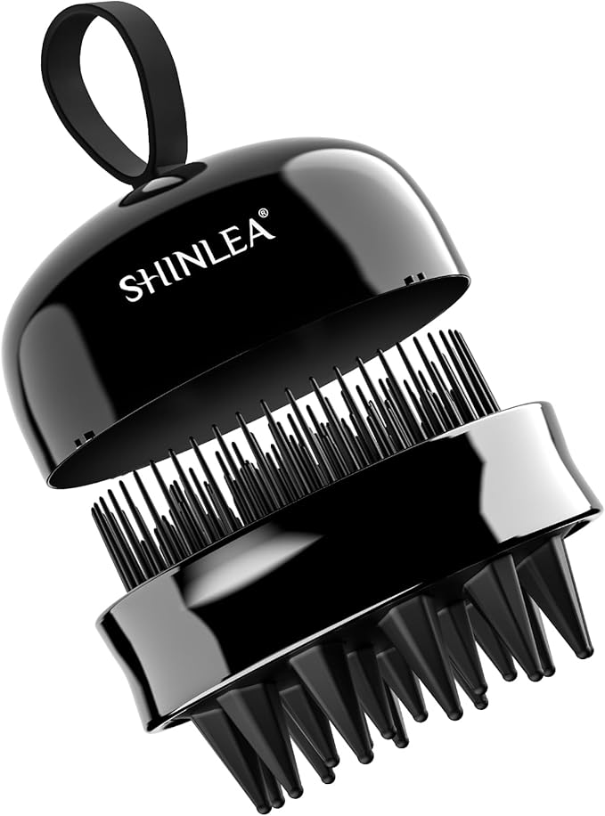 2 in 1 Scalp Massager Hair Growth,Scalp Scrubber with Soft Silicone Bristles for Dandruff Removal,Shampoo Brush for Exfoliation,Head Massager for Both Wet and Dry Use (Black)