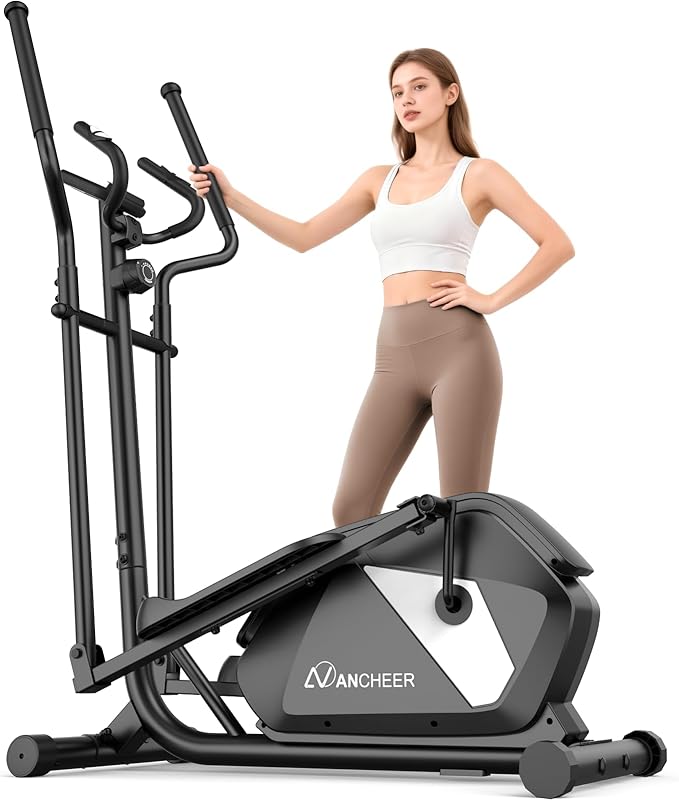 ANCHEER Elliptical Machine, Elliptical Exercise Machine for Home with Ultra-Quiet Magnetic System, Elliptical Trainer with 14 Resistance Levels&15IN Stride,Max 400LBS Loading Capacity