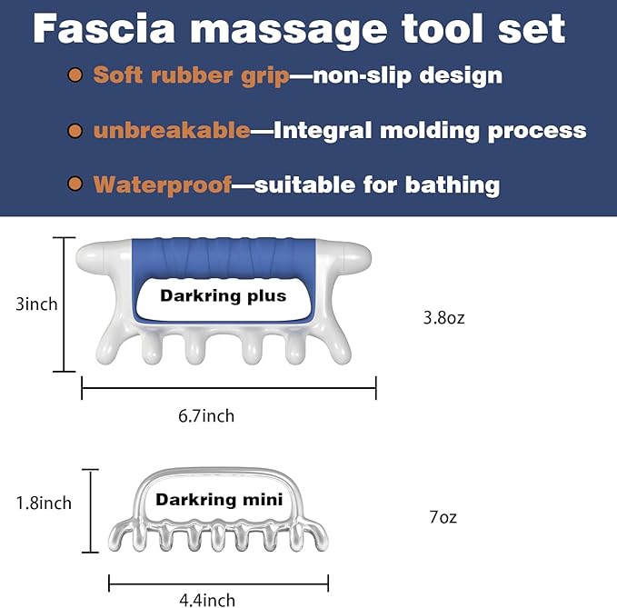 DARKRING Stainless Steel & Engineering Plastic Facial Massage Tool Set - Pressure Point Blaster for Tissue & Fascia, Trigger Point Massage Tool