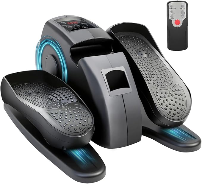Under Desk Elliptical Machine, Ellipse Leg Exerciser as Seen on TV with Remoter, Quiet Electric Seated Pedal Exerciser, Mini Leg Exercise While Sitting for Seniors, Manual & Auto Mode