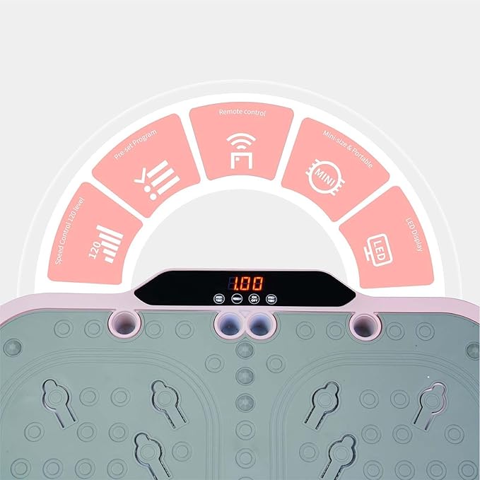 Vibration Plate Exercise Machines, 120 Speeds Whole Body Workout Equipment with Resistance Bands Handles, Vibrate Fitness Platform for Weight Loss, Fat Burning, for Women, Men, and Home Gym Exercise