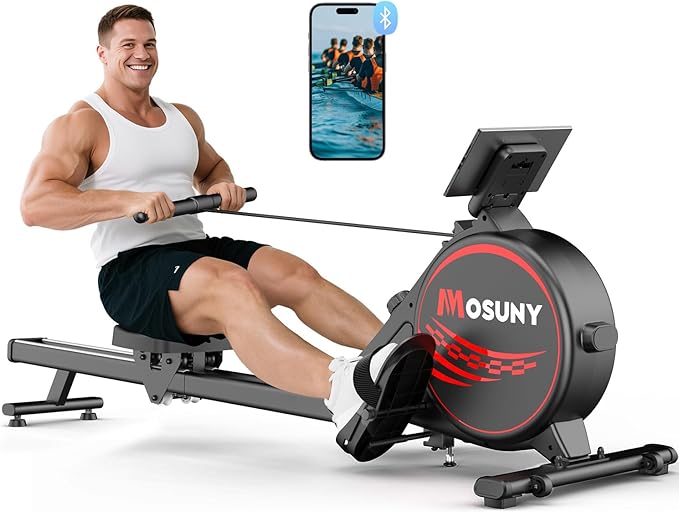 Rowing Machines for Home, 16/32-Level Adjustable Resistance, Magnetic Rowing Machine with App Supported, 350/400 LB Weight Capacity, Upgraded Dual Slide Rails with LCD Data Display Screen