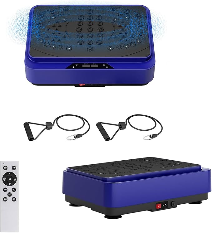 Whole Body Vibration Shake Plate Exercise Machine, 10 Modes Power Plate Vibration Platform with Resistance Bands for Full Body Workout, 500lbs Capacity