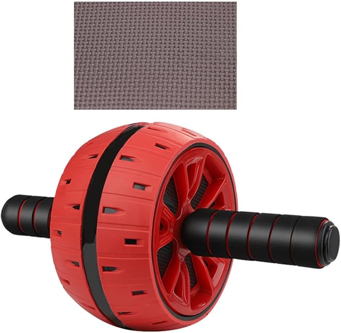 Toyvian Silent Ab Roller Wheel with Knee Pad, Fitness Abdominal Muscle Trainer Wheel for Indoor Core Strength Exercise, Red Abdominal Workout Roller for Men and Women