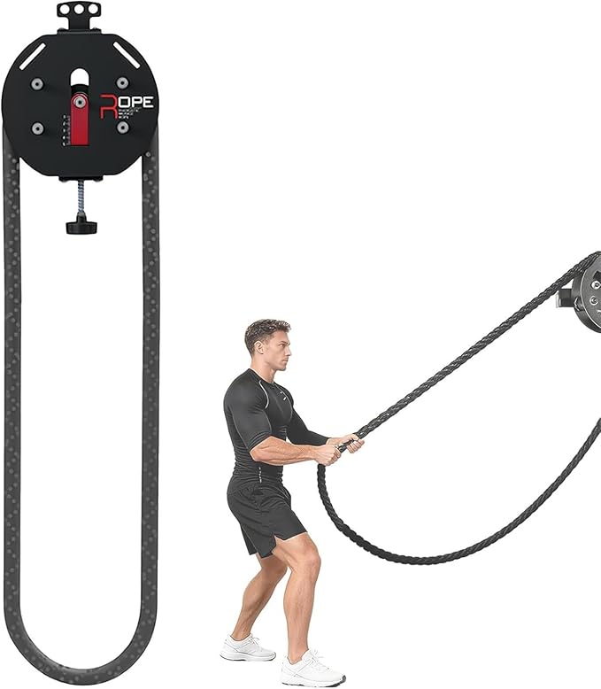 Endless Rope Pull Machine for HIIT & Functional Training - Portable, No Assembly, with 4m Steel-Core Rope. Adjust Tension from 0-20kg for All Fitness Levels