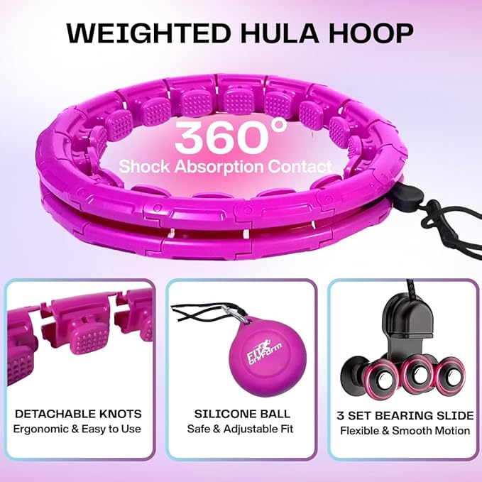 FIT ON FORM Infinity Weighted Hula Hoop for Adults Weight Loss, Smart Exercise Hola Circle Hoop for Women Abs Workout