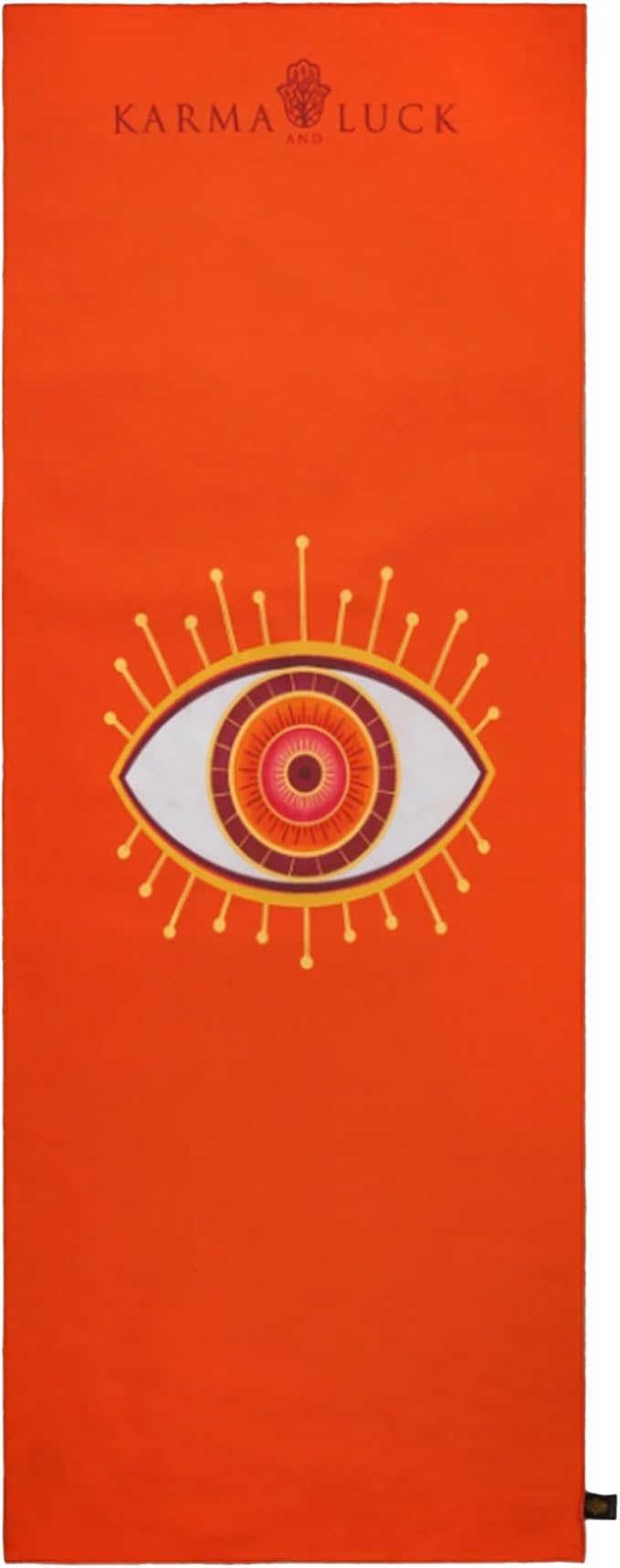 KARMA AND LUCK Guardian Energy Yoga Towel, Evil Eye Design for Protection & Focus, Non-Slip Terry Suede Hot Yoga Mat Towel with Silicone Grip, Ultra Absorbent, 26” x 72”