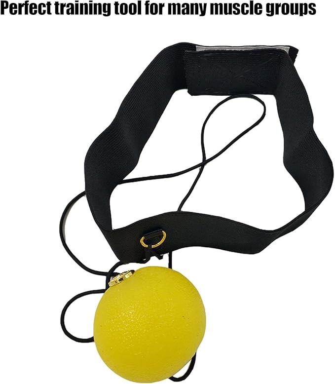 Agatige Boxing Reflexion Ball, Professional Punching Fight React Head Ball with Headband, Speeds Hand Eye Reaction & Coordination Boxing Equipment for Kids and Adults(Yellow)