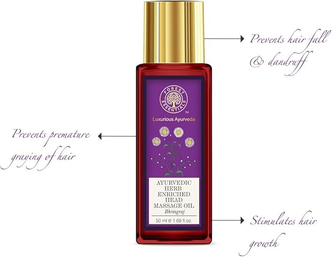 Forest Essentials Ayurvedic Herb Enriched Head Massage Oil, Bhringraj, 50ml