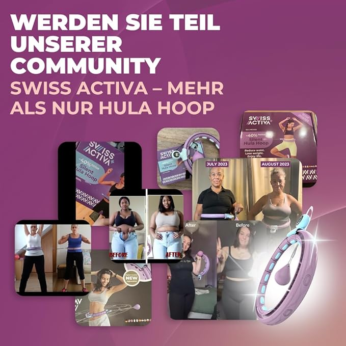 Swiss Activa+ Smart Hula Hoop - Infinity Hoop for Adults - Won't Fall Off - Weight Loss Exercise Equipment