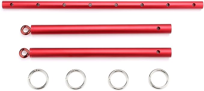 Red Portable Exercise Spreader Bar, Restore Pilates Sports Aid Training Fitness Gear Pilates Aid Kit, Home Yoga Gym Kit with Fur Flocking Storage Bag
