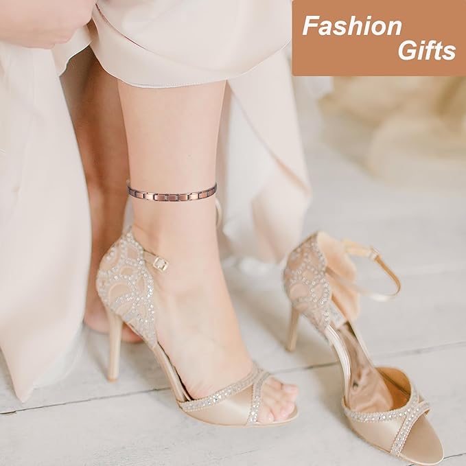 Copper Ankle Bracelets for Women for Arthritis, 9.44inch Pure Copper Magnetic Anklet, with 3500 Gauss Magnets, Copper Jewelry Gifts