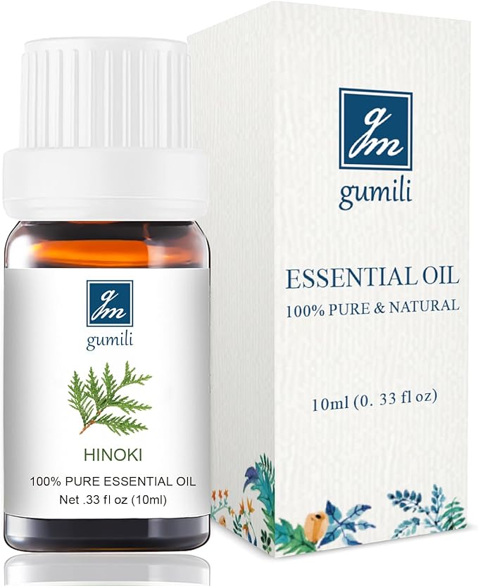 Hinoki Essential Oil 10ml - 100% Pure Natural Hinoki Oil for Diffuser, Aromatherapy, Hair Care, Massage, Fresh Woody Scent,