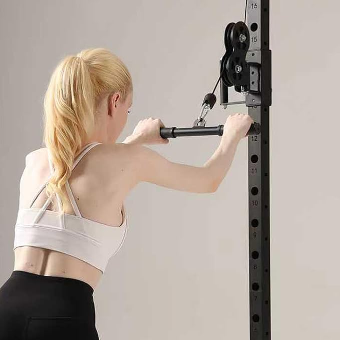JEEKEE Straight Bar Cable Attachment with Fixed Ring, Non-Slip Tricep for Tricep Pull Down, LAT Pull Down Bar for Home Gym Equipment, Cable Attachments for Seated Rowing & Strength Training