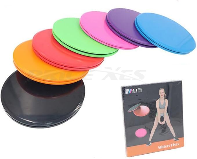 Core Exercise Sliders, Dual Sided Gliding Discs & Exercise Resistance Loop Bands & Pounch for Legs Butt Forearm Stretching Physical Therapy Use on Carpet or Hardwood Floors Home Ab Workout