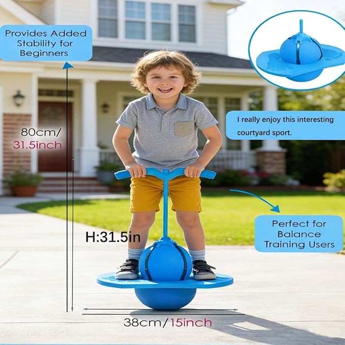 Balance Jumping Ball with Handle, Crazy Jumper Jump Ball for Adults -Balance Board with Handle, Indoor And Outdoor Funny, Perfect for Balance, Coordination, Fitness