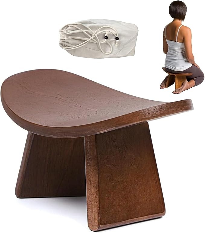 Meditation Bench, Wooden Kneeling Stool, Portable Yoga Auxiliary Stool,Multifunctional Ergonomic Seat with Travel Bag, Detachable Comfort Chair for Yoga, Prayer, Meditation(Large)
