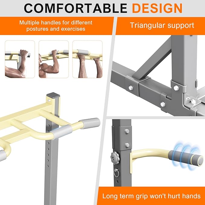 Multi-function Pull Up Station, Portable Workout Equipment with Pull Up Bar and Dip Station for Home Gym, Support 600lbs