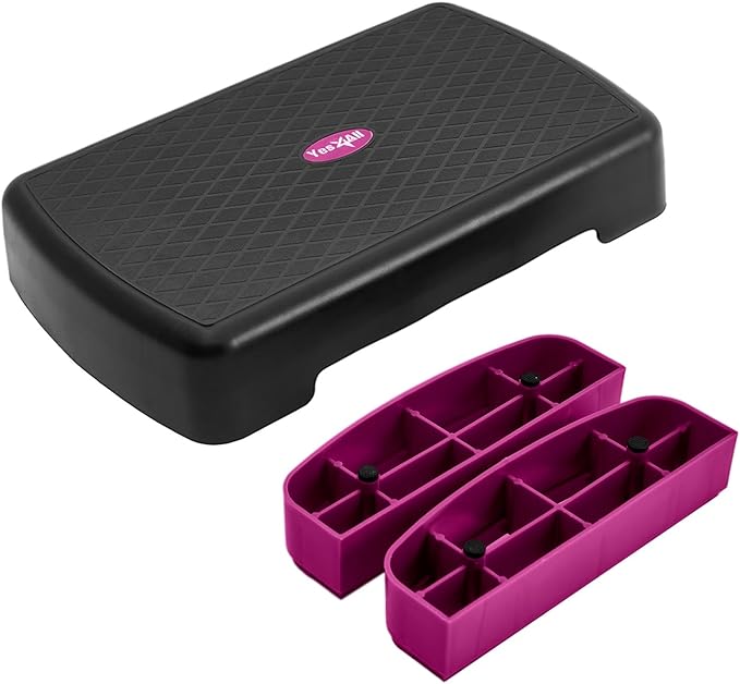 Yes4All Aerobic Exercise Step Platform, Exercise Stepper with Risers for Cardio and Strength Training, Workout Stepper for Home Gym