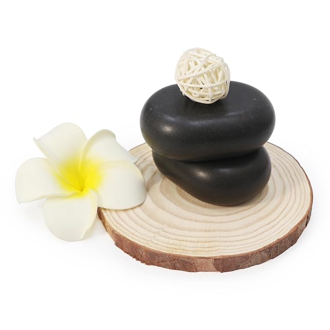Master Massage Large Flat Ovular Basalt Hot Stone Set – 8-Piece Pack (3" x 2" x 1") for Professional Spa and Massage Therapy, Relaxation