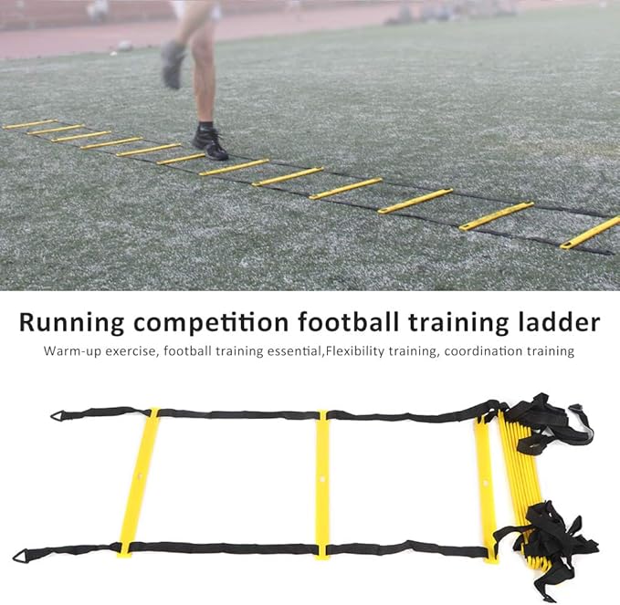Agility Ladder, 12 Rungs PP Speed Ladder Adjustable Foldable Training Ladders with Triangular Hook and Loop for Soccer, Speed, Football Fitness Feet Training
