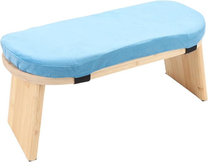 Dioche Meditation Bench Meditation Wooden Bench Ergonomic Detachable Kneeling Stool with Soft Cushion for Yoga – Blue, Includes Carry Bag (Blue)