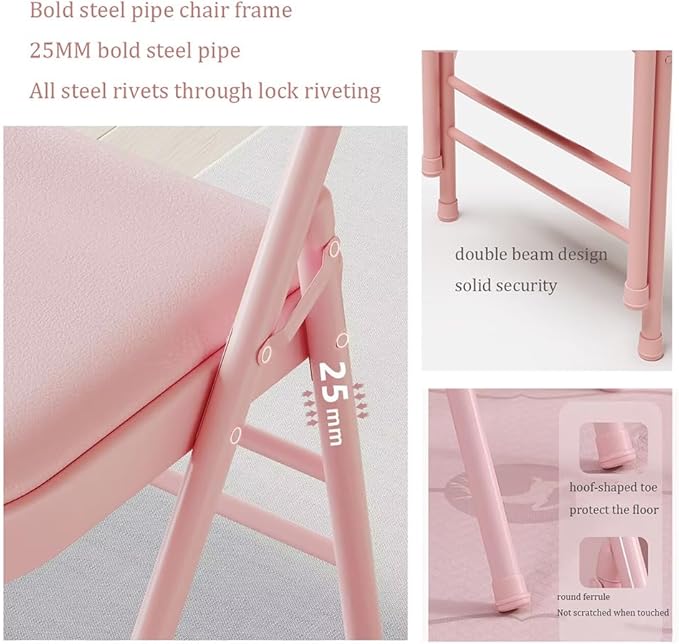 Pilates Yoga Chair,Professional Iyengar Auxiliary Chair,Hardened Thick Yoga Folding Chair,Solid Anti-Slip, Stable,Foldable and Portable Backless Chair,Pink-Yoga Chair (Without Waist Drag)