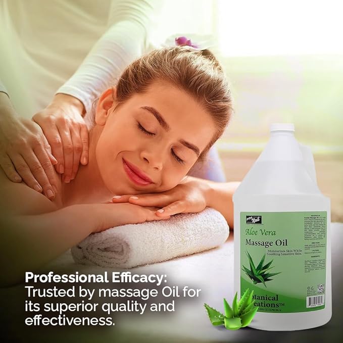 PRONAIL - Massage Oil, Aloe Vera, 128 Oz - Professional Full Body Massage Therapy, Manicure, Pedicure - Relax Sore Muscles and Repair Dry Skin, Enhanced with High Absorption Oils and Vitamin E