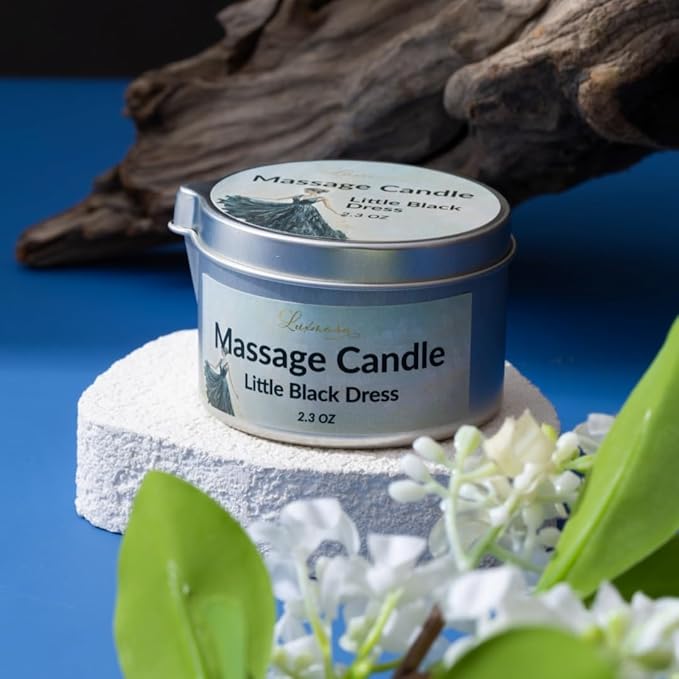Massage Candle Warming Moisturizing Skin Oil, Natural Soybean Wax Low Temp 42 Degree Scented Candle for Date Night, Amazing Gift 2.3 OZ (Little Black Dress)