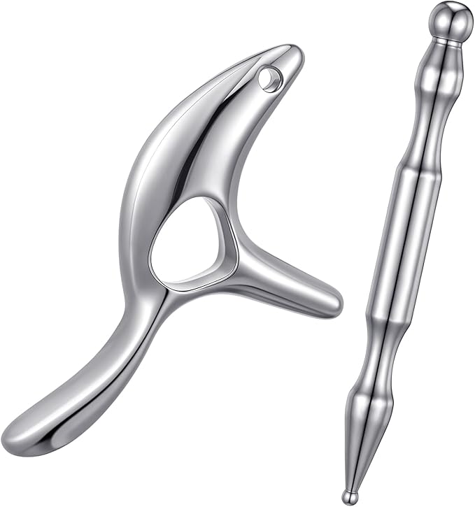 2PCS Gua Sha Massage Tools,Stainless Steel Trigger Point Massage Tool and Manual Acupuncture Pen Eye Massager,Deep Tissue Acupressure Massager for Face,Hand,Neck,Back