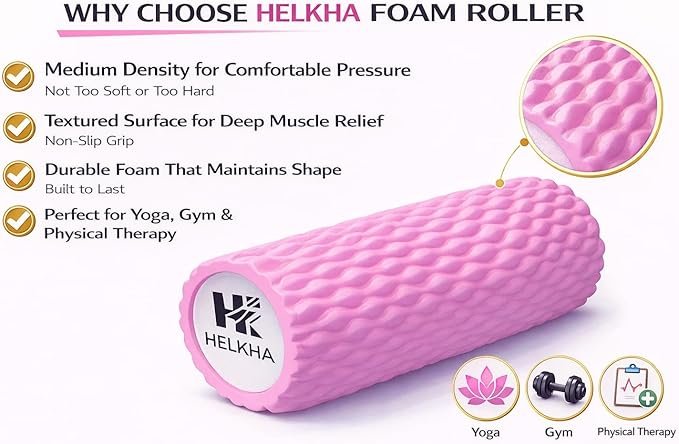 Pink Foam Roller-Medium Soft Density Muscle for Muscle Recovery, Yoga, Pilates & Physical Therapy