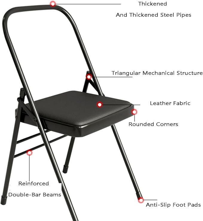 Yoga Chair,PU Seat Surface is Comfortable and Soft Double Beam Pilates Chair,for Home Office Dining Indoor Outdoor(Color3)