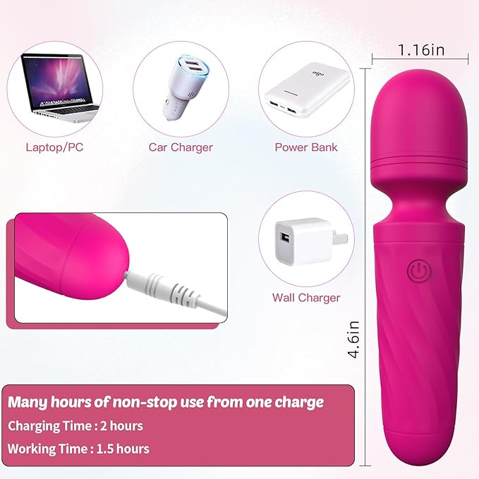 Handheld Personal Mini Massager Tool– Waterproof, USB Rechargeable, 10 Vibration - Perfect on Back Legs Hand Pains and Sports Recovery(Rose red)