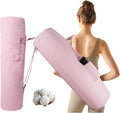 Cotton yoga mat bag with Pockets and Adjustable Strap - Full Zip Cargo Yoga Mat Carrier Bag - Bag for 1/4" 1/3" Thick Yoga Mat