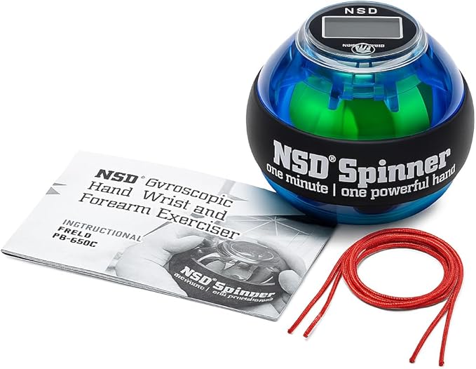NSD Essential Crystal Spinner Gyro Ball | Grip Strengthener for Forearms, Wrist & Hands | String Start Design, Up to 18,000 RPM | Portable Wrist Trainer & Workout Equipment | Ideal for Desk Workers, Athletes & Musicians