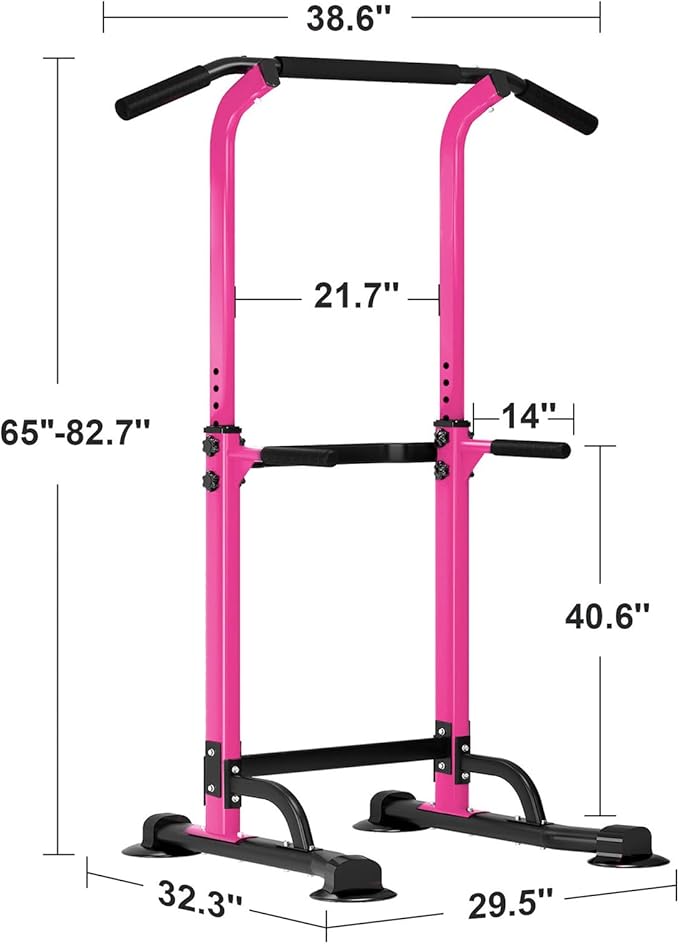 SogesHome Power Tower Pull Up Bar and Dip Station, Height Adjustable Dip Stand Exercise Machine for Home Gym, Multi-Functional Free Standing Strength Training Fitness Workout Station