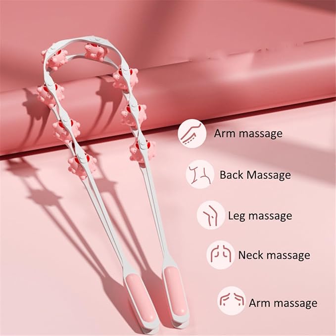 Manual Back Massage Roller Rope, Handheld Massage Ball Roller Anti Cellulite Massage Roller, Fascia Roller Manual Massage Strap for Back Neck Shoulder Waist Leg Muscle Exercise Massage Roller (Orange)