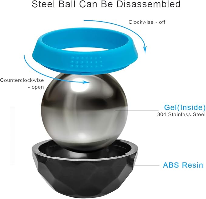 Coolrunner Cold Massage Roller Ball, Cryosphere Cold Massage Ball- Heat Therapy & Cold Therapy Relief with Cold Gel Core- Helps with Muscles Recovery and Inflammation for Shoulders, Neck (Black Blue)