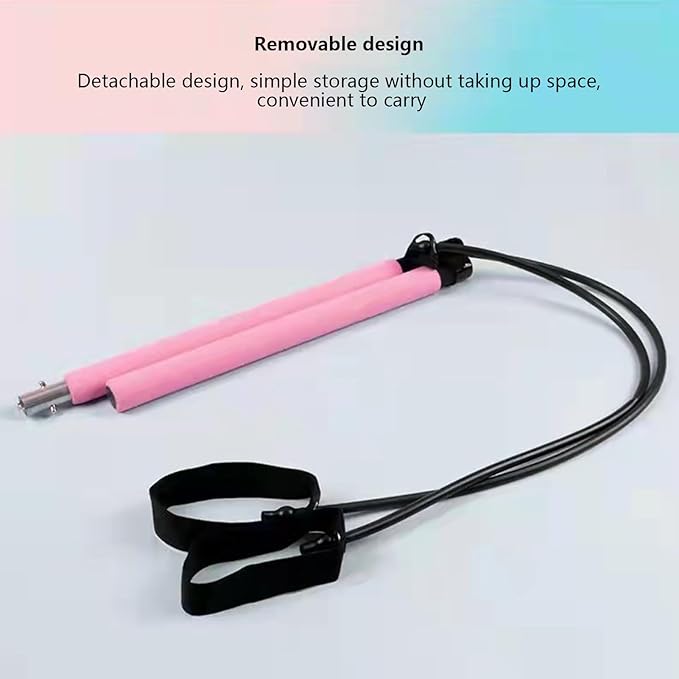 Pilates Bar Kit - Sculpting Elastic Fusion Bar Pilates Stretch Lightweight, Easy Installation Portable Workout Bars Fitness Supplies for Women, Men, Boys, Girls