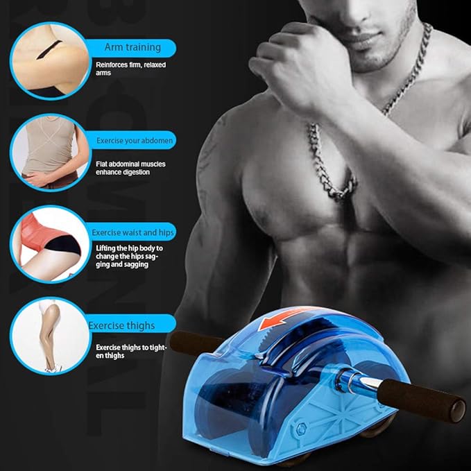 Ab Roller for Abs Workout Abdominal Exercise Rollers, Abdominal Roller 4 Wheels Ergonomic Grip for Core Strength Training Exercise for Home and Gym Use