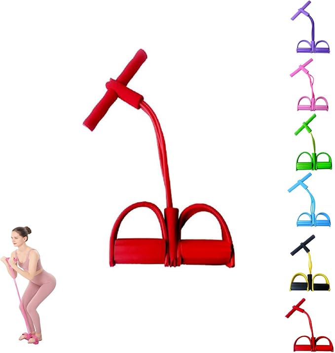 Fashion Puller Exercise,4-Tube Home Workout Pedal Resistance Bands with Handles,Manual Tension Pedal Elastic Band,Multifunction Elastic Yoga ResistanceBand,Pedal Ankle Puller Foot StretchingBand