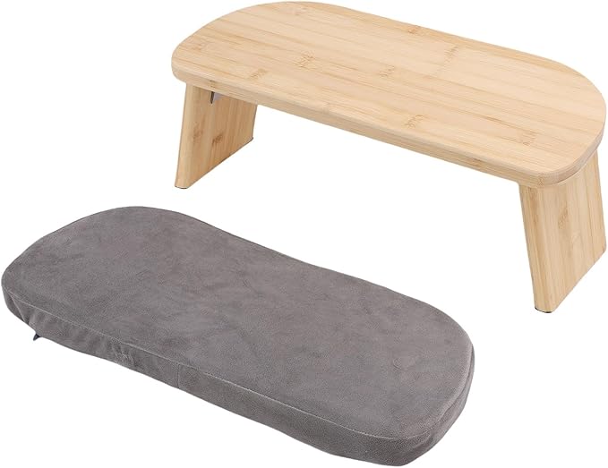 Meditation Bench, Premium Beech Wood Foldable Kneeling Stool with Magnetic Hinge Locks and Cotton Cushion, Supports 260 lbs, Non Slip Base, for Yoga Zen Meditation Home Office