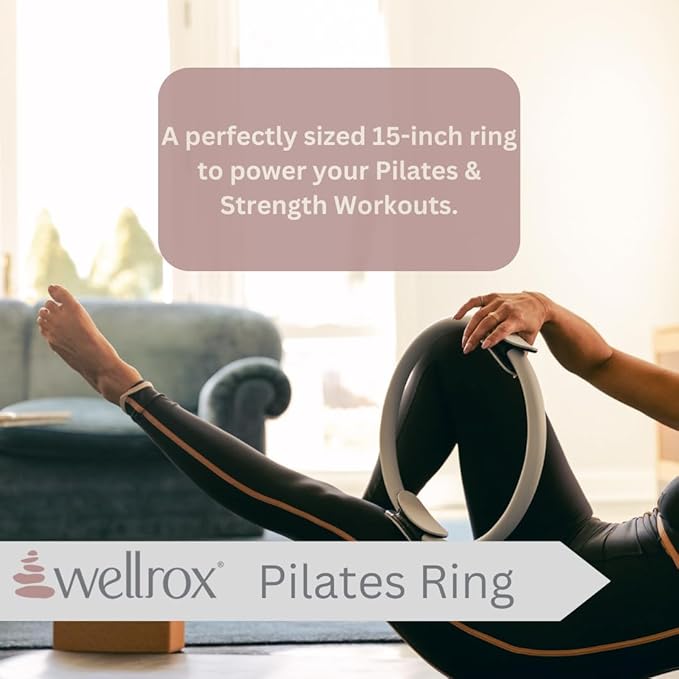 Wellrox Pilates Ring and Carrying Bag- Lightweight Magic Circle Yoga Ring- Core, Thigh and Arm Exerciser for Yoga, Pilates, Strength Training (15 inches)