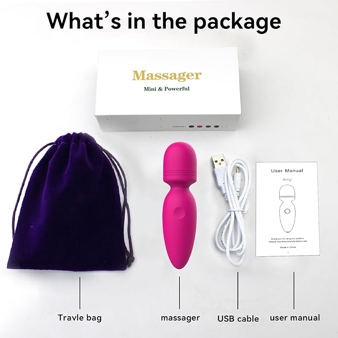 Mini Massager Tools,Small Waterproof Cordless Handheld Massager with 10 Vibration Modes, Personal Handheld Massager for Back（Rose Red）