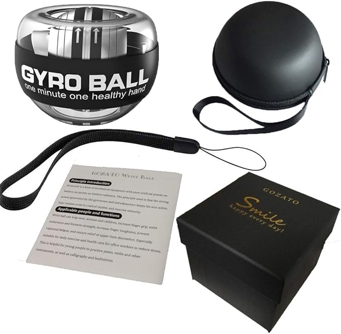Auto-Start Wrist Power Gyro Ball with LED Lights, Wrist Strengthener and Forearm Exerciser for Stronger Arm Fingers and Muscle