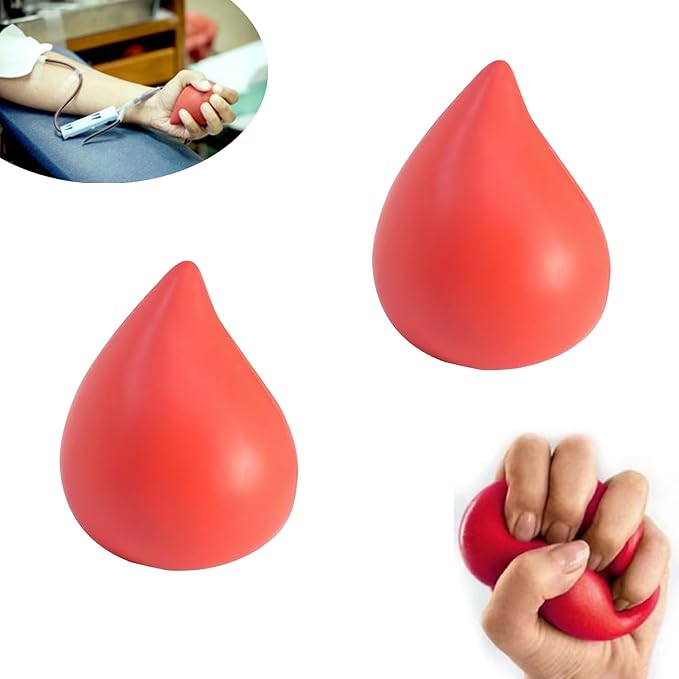 Squeeze Ball for Donating Blood, Hand Strength, Relief Anxiety Stress Ball, Exercise Squeeze Ball for Hands (2PCS-Red Drop)